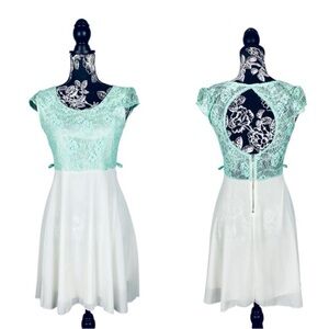 Style Rack mint/white lace fit and flare dress size large